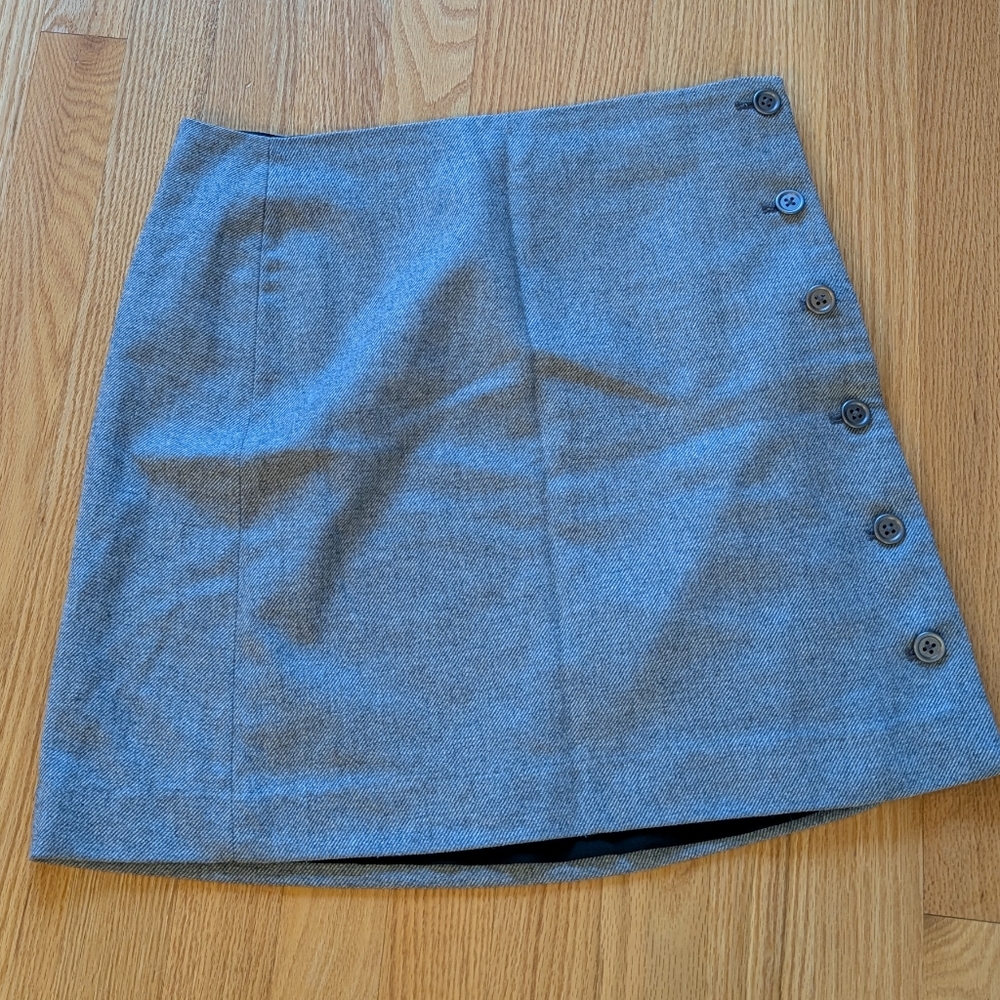 Herringbone wool mini wrap skirt